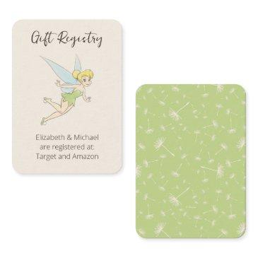 simple tinker bell baby shower gift registry enclosure invitations