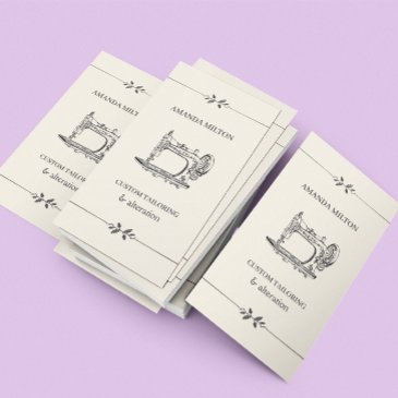 simple vintage elegant seamtress fashion sewing business invitations