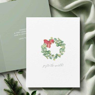 simple watercolor botanical wreath christmas invitations