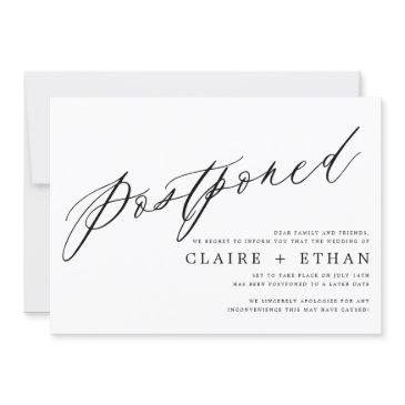 simple wedding postponement insert invitation