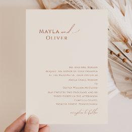 Small Simple Whimsical Desert Beige Traditional Wedding Invitation Front View