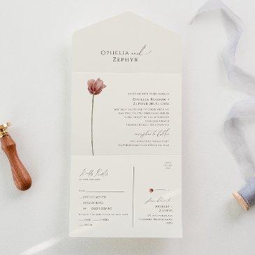 simple wildflower | beige seal and send all in one invitation