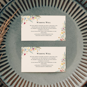 simple wildflower fern beige wedding wishing well enclosure invitations