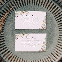 Small Simple Wildflower Lavender Wedding Wishing Well Enclosure Invitations Front View