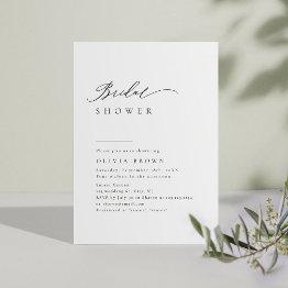 Small Simply Elegant Typography Modern Bridal Shower Invitation Front View