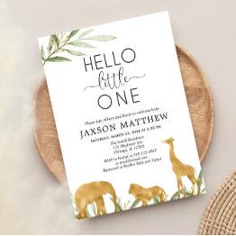 Small Sip And See Modern Greenery Meet Greet Baby Shower Invitation Front View