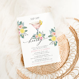 Small Sip Sip Hooray Bright Cocktail Wedding Shower Invitation Front View