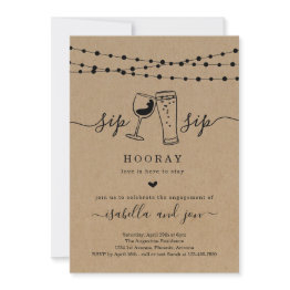 Small Sip Sip Hooray Engagement Party Invitation Front View