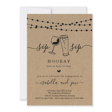 sip sip hooray engagement party invitation