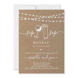 Small Sip Sip Hooray Engagement Party Invitation Front View