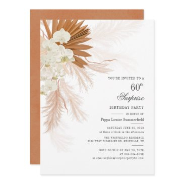 sixtieth 60th birthday party pampas grass modern invitation
