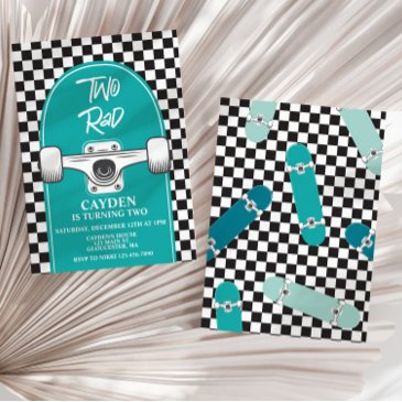 skateboard two rad 2nd birthday invitation