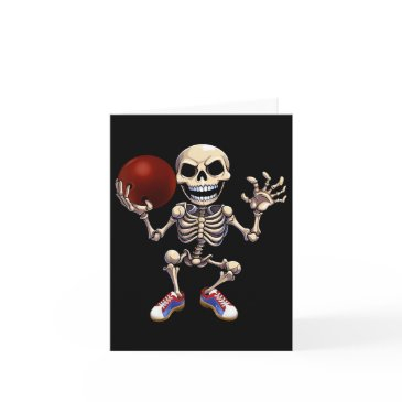 skeleton playing bowling funny halloween skull kid invitations