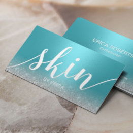 Small Skincare Salon Spa Esthetician Modern Turquoise Business Invitations Front View