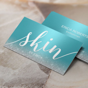 skincare salon spa esthetician modern turquoise business invitations