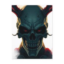 Small Skull Comics Style Illustration Fantasy Art Holiday Postinvitations Front View