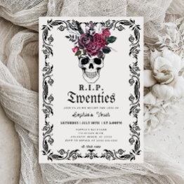 Small Skull Rip 20s Death To My Youth 30th Birthday Invitation Front View