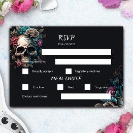 Small Skull Tattoo Rock And Roll Gothic Wedding Rsvp Invitations Front View