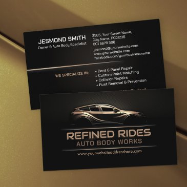 sleek modern auto body work business invitations