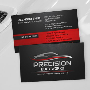 sleek modern auto body work business invitations