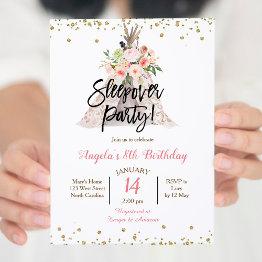 Small Sleepover Girl Party Invitation Front View