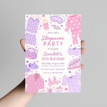 sleepover party birthday invitation