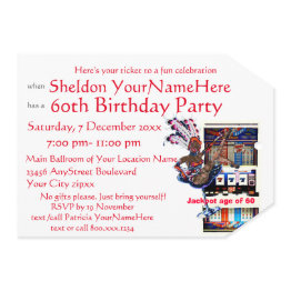Small Slot Machine Vegas Style Birthday Party Invitation Front View