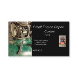 Small Small Engine Lawn Mower Repair Business Invitations Front View