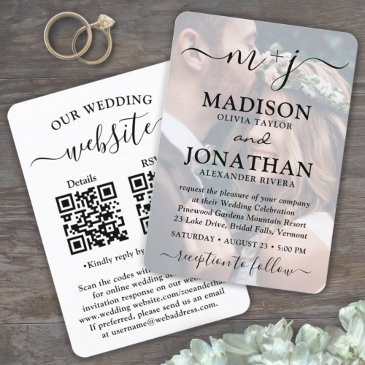 small & stylish all-in-one qr code photo wedding invitation