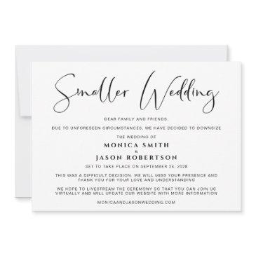 smaller downsized wedding change of plans elegant announcement