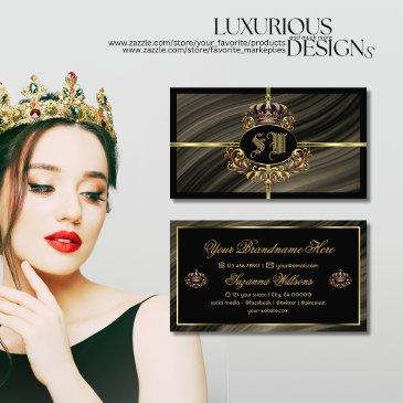 smart royal brown gold crown with monogram noble business invitations