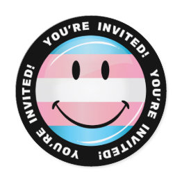 Small Smiling Transgender Flag Invitation Front View
