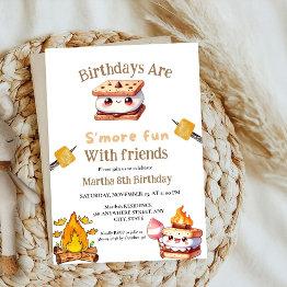 Small S'more Bonfire Smore Fun With Friends Birthday Invitation Front View