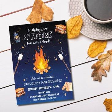 s'more campfire birthday party invitation