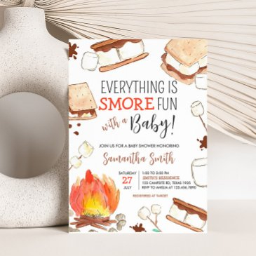 s'mores camping baby shower invitation