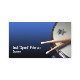 Small Snare Drum Blue Drummer Musician Business Invitations Front View