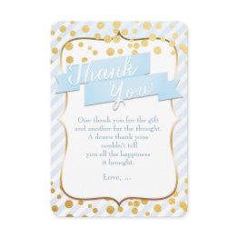 Small Snips & Snails Blue & Gold Party Thank You Invitations Front View