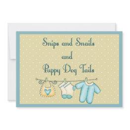 Small Snips Snails Puppy Dog Tails Baby Shower By Mail Invitation Front View