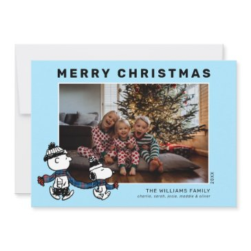 snoopy & charlie winter scarf christmas photo holiday invitations