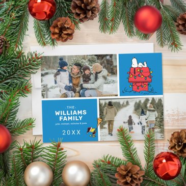 snoopy doghouse christmas family photo collage holiday invitations