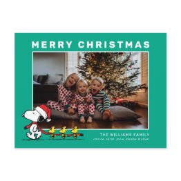 Small Snoopy & Friends Christmas Family Photo Collage Holiday Postinvitations Front View