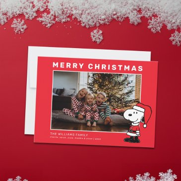 snoopy santa christmas family photo holiday invitations