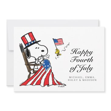 snoopy sewing 4th of july flag holiday invitations