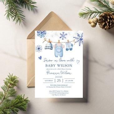 snow in love snowflakes winter baby shower invitation