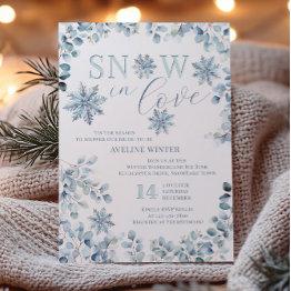 Small Snow In Love Theme Winter Bridal Shower Invitation Front View