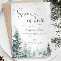 Small Snow In Love Winter Snowflake Bridal Shower Invitation Front View