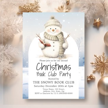 snowman book club christmas party invitation