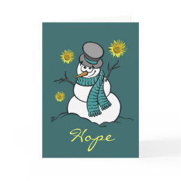 Small Snowman Hope Greeting Invitations Front View