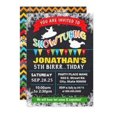 snowtubing sleeding birthday party bash invitation
