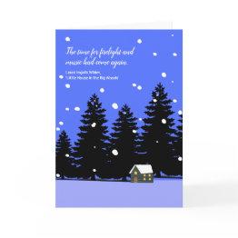 Small Snowy Little House On The Prairie Original Art Invitations Front View